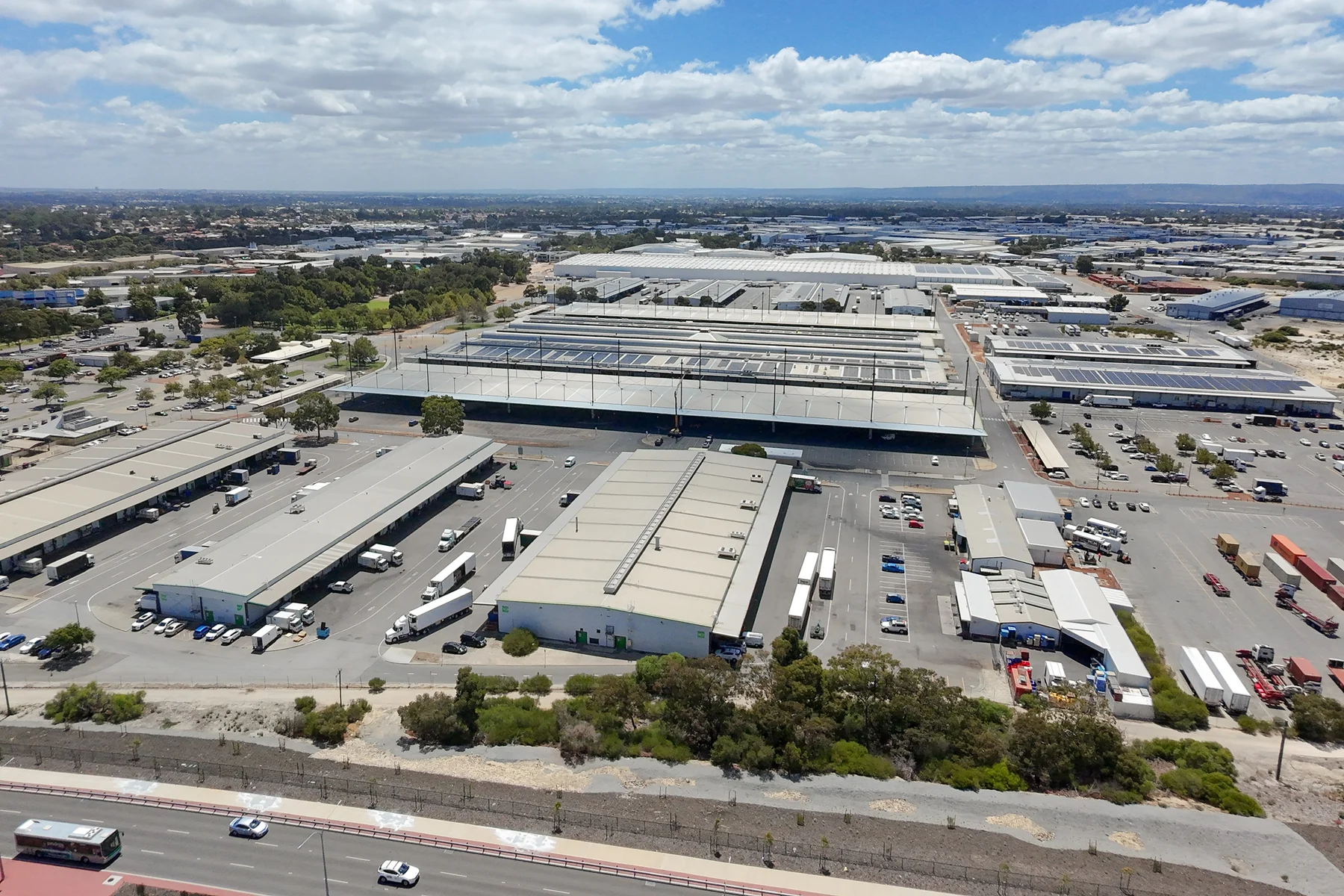 Aerial view of the Perth Markets buildings